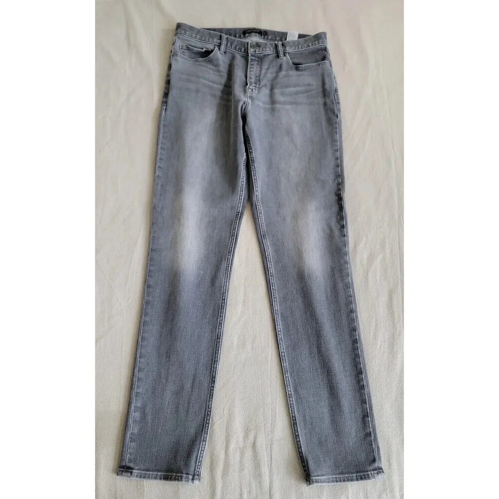 Banana Republic Mens 34x34.5 Jeans Tapered Athletic Fit Gray Mid Rise Stretch